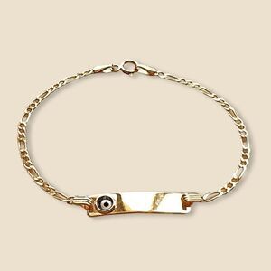 14k solid yellow gold kids bracelet | evil eye ID baby Bracelet |